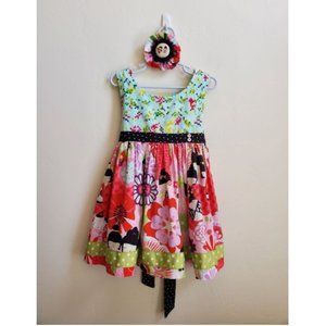 Matilda Jane Platinum + m2m hair clip Gwen Shasta 4  aqua pink black ruffle dots